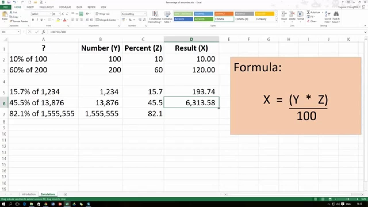 How To... Calculate the Percentage of a Number in Excel 2013 - YouTube