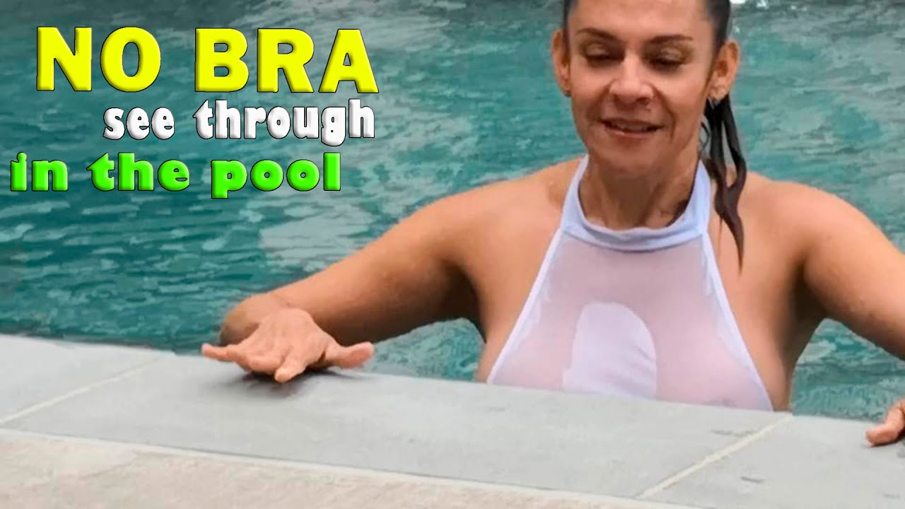 ✓ NO BRA see through sheer TOP and wet t shirt 💦 POOL [#2] 