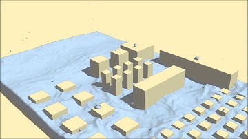 Blender town flood fluid simulation