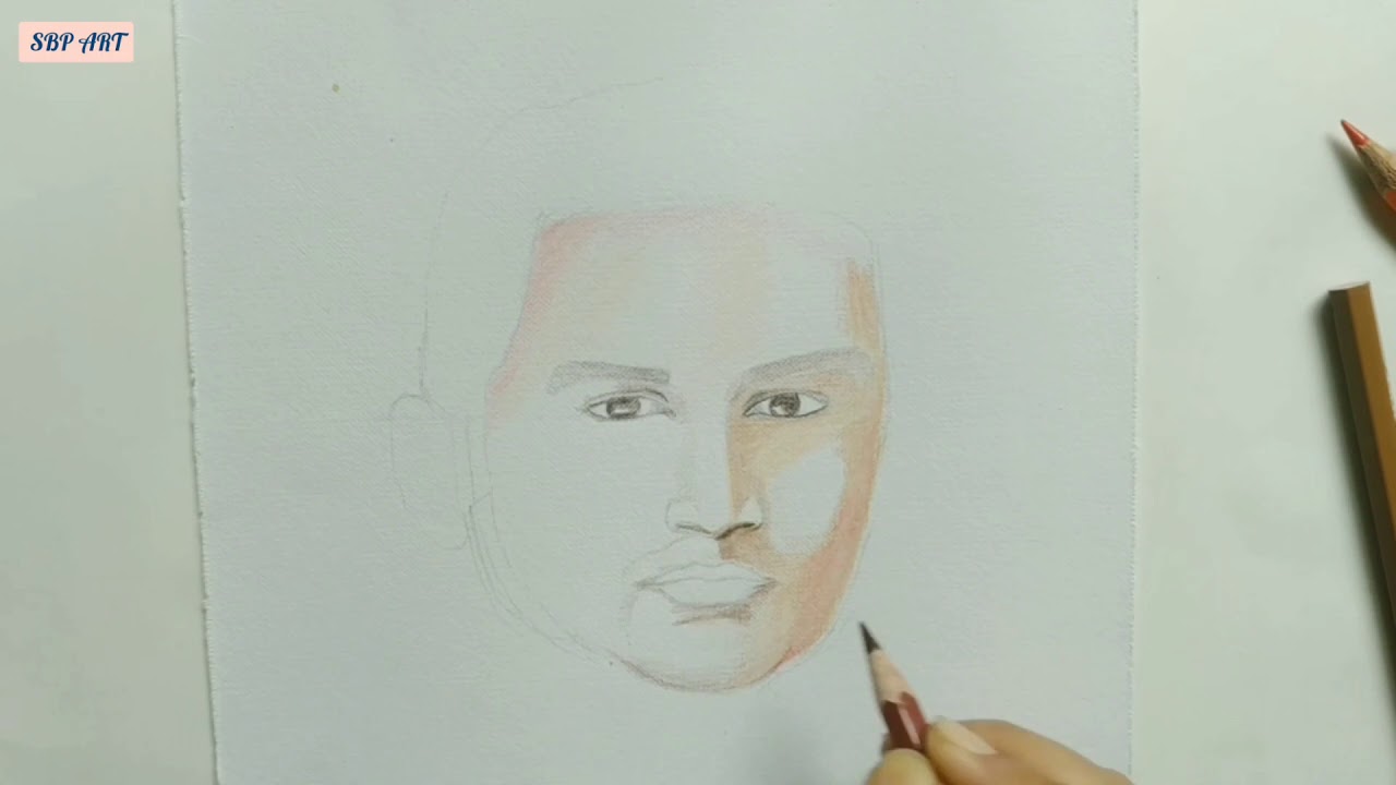 how to draw realistic face with DOMS Color pencil - YouTube