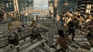 Bandit Invasion Of RIFTEN | Skyrim NPC Battles