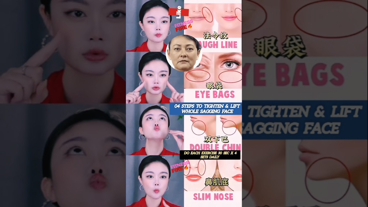 04 Steps To Tighten & Lift Whole Sagging Face | Korean Facial Yoga 😱 