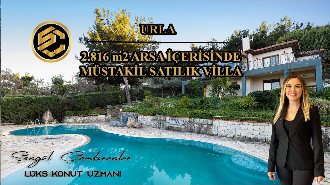 PASİF İzmir Urla Çeşmealtı 2.816 m2 Müstakil Arsa İçerisinde Deniz Manzaralı Havuzlu Satılık Villa
