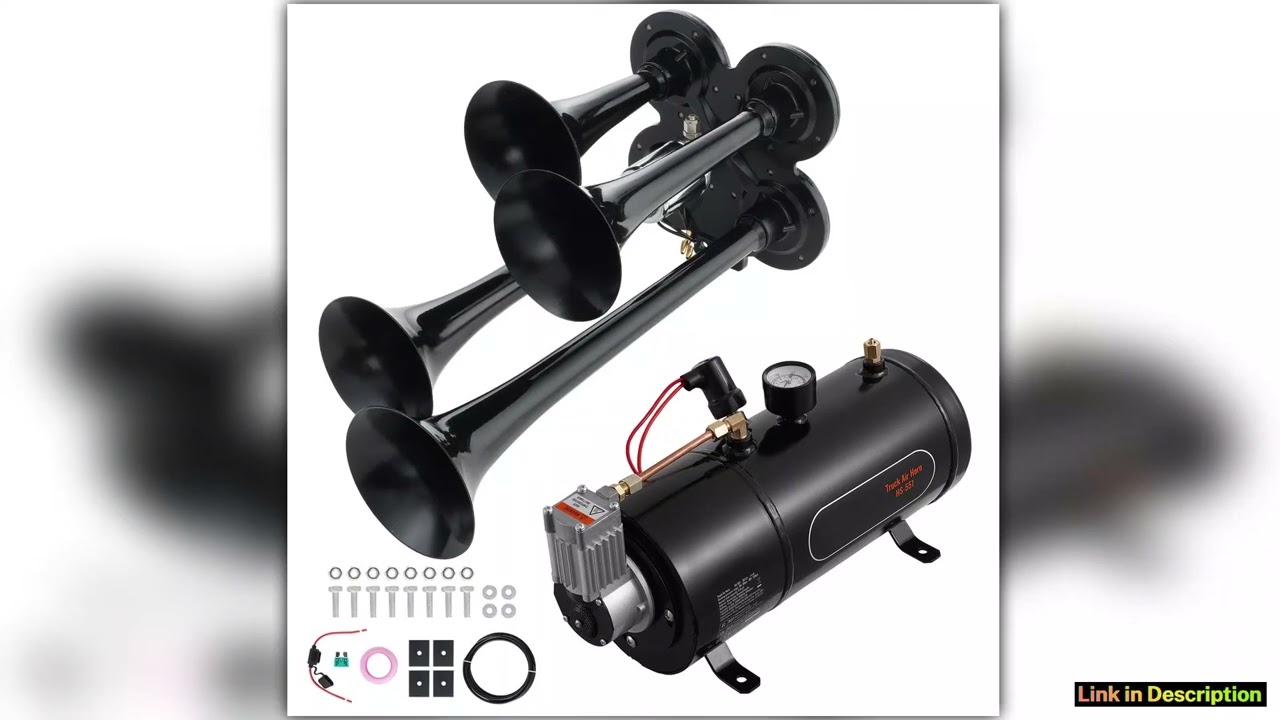 SucceBuy Train Horns Kit 4 Trumpet Air Horn Kit 150dB Train Horns for Pickup Trucks 12V 120 psi Air