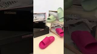 how are you styling your feather slides this summer? 🩷🩵💚 #cushionaire #summerstyle #comfyshoes