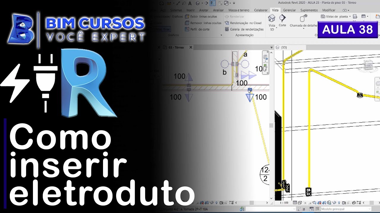Aula 38 grátis - Revit MEP Elétrico - Como inserir eletroduto no Revit - BIM CURSOS