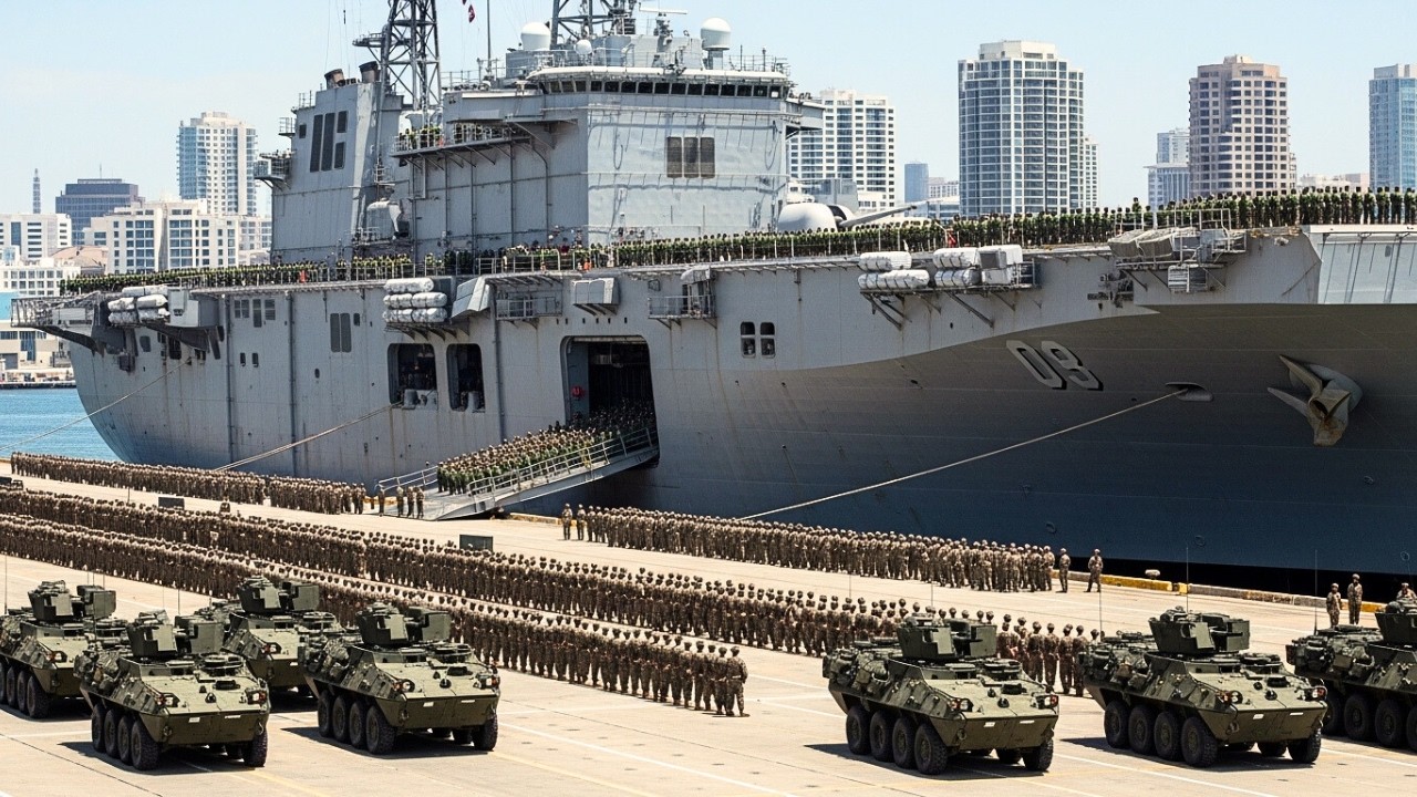 Напряжение нарастает! Эсминец USS Ashland (LSD-48) выдвигается с морскими пехотинцами для проведения
