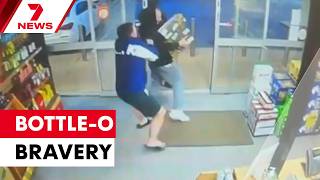 Customer's brave act during a Burton bottle shop robbery | 7NEWS