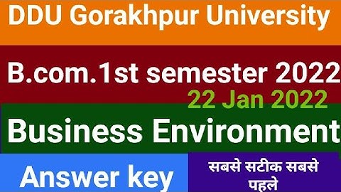 #DDU Gorakhpur University#Business Environment#Answer key#B.com.1st semester#