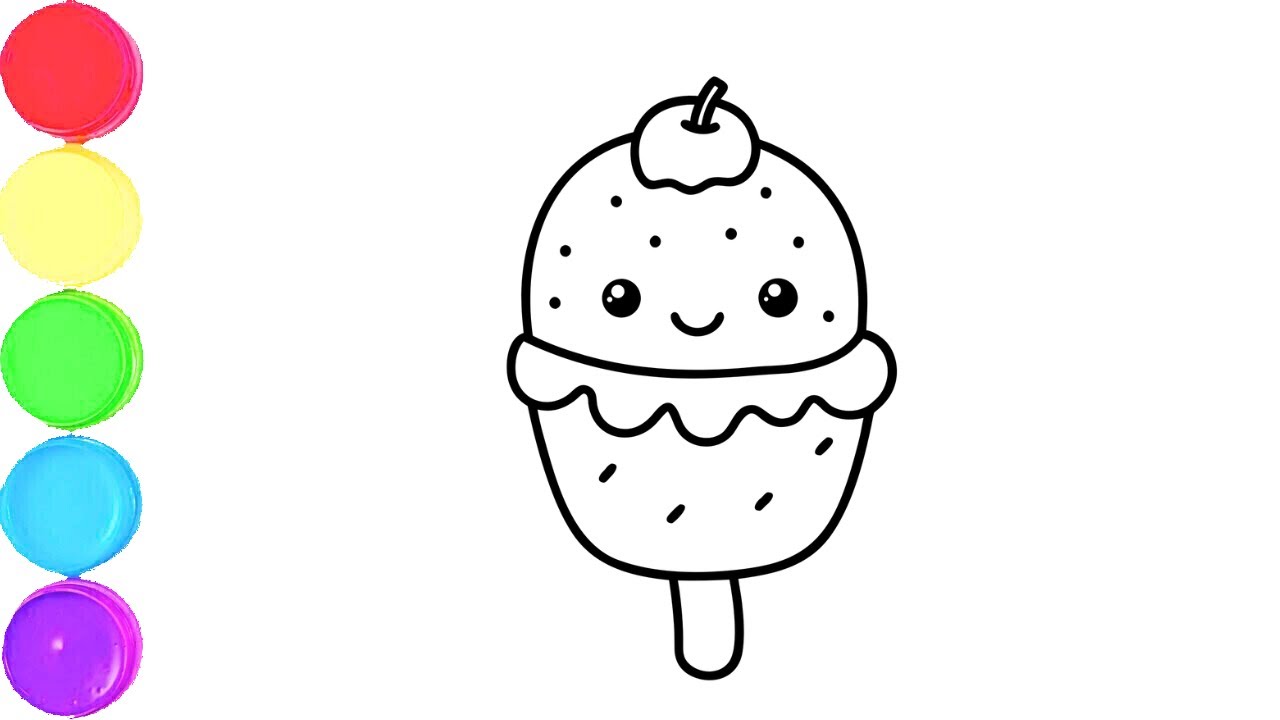 Ice cream Drawing, Painting & Coloring For Kids and Toddlers_ Child Art 