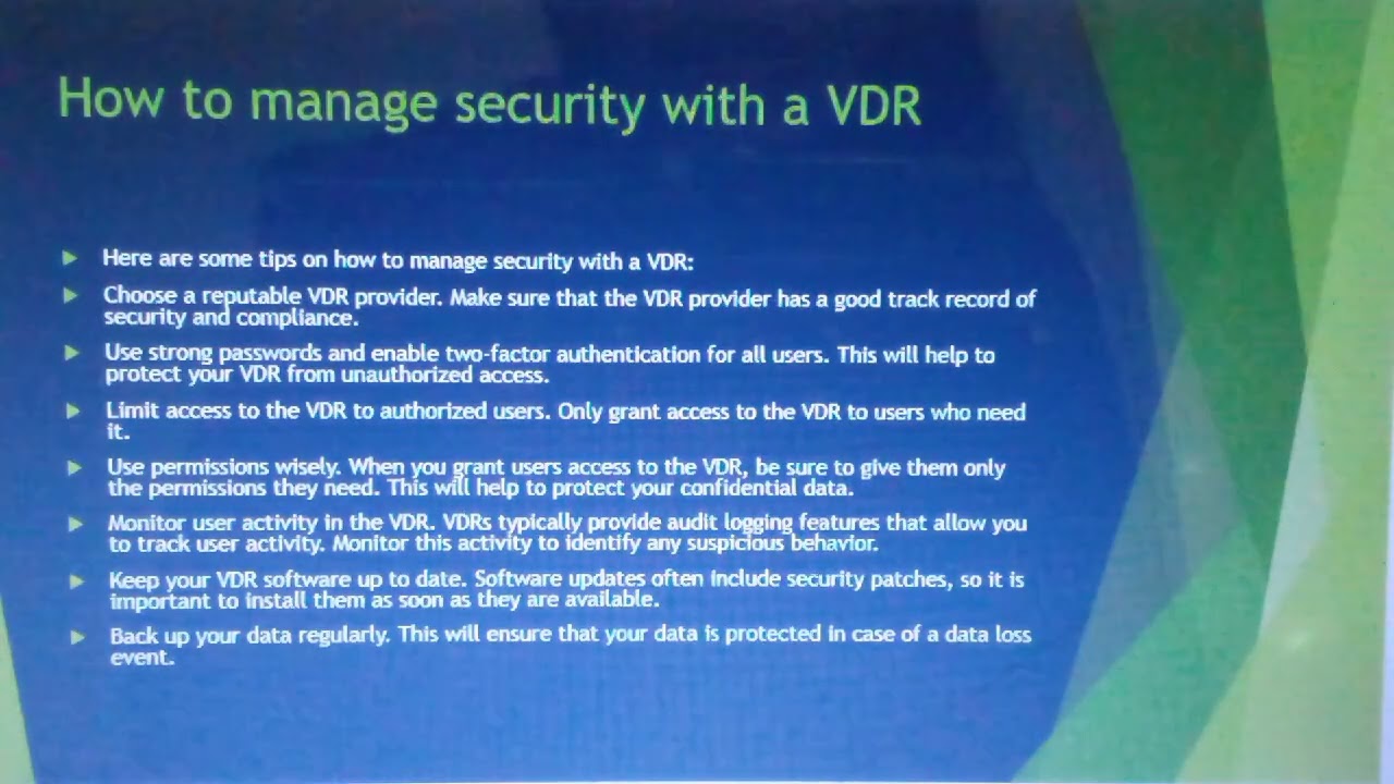 Managing Security With a Virtual Data Room