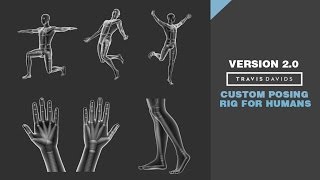 Zbrush - Custom Posing Rig For Humans (VERSION 2)
★ TIP JAR ★ - https://paypal.me/TravisDavids
You can download Version 2 via this link - https://gum.co/COlnx
If you have download V1 you have received an email notifying you about V2 release.
Here is the V1 video that shows you how to set up and use the rig. The methods are exactly the same for V2 its just that V2 has some adjusted and added joints but you can use the V1 to understand how to set up and use this rig with multiple characters.
VERSION 2 includes support for fingers and feet which means you can create more dynamic poses.
VERSION 2 INCLUDES:
- Complete support for posing the fingers and the feet.
- Tweaked joints for more accurate movement.
- Additional joints added to prevent breaking when trying to create seated poses but cleanup is still required.
- Additional joints added for smoother range of motion. Zbrush - Custom Posing Rig For Humans (VERSION 2)