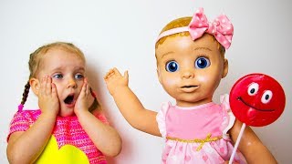 Gaby and Alex, Baby Doll and Lollipop. Funny pretend play story for kids