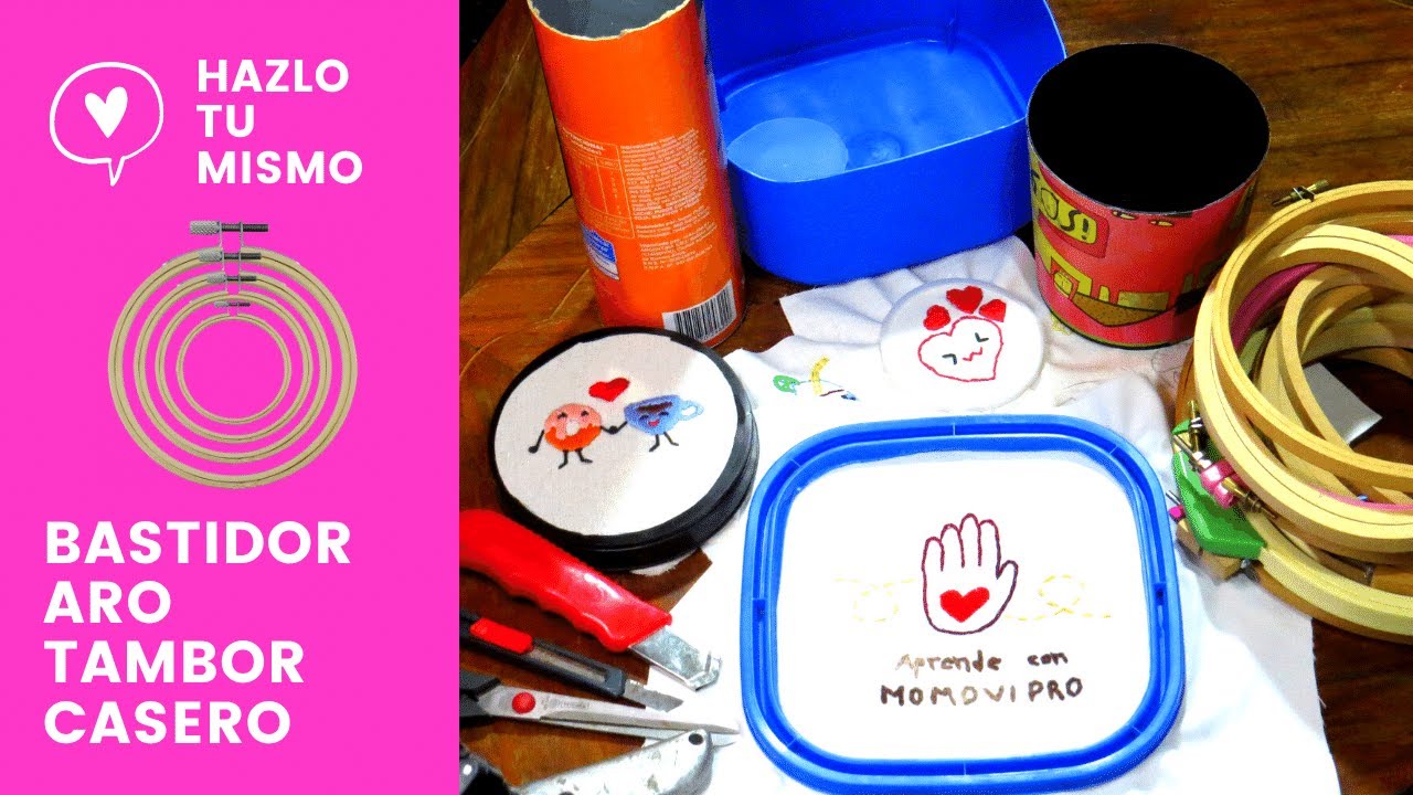 COMO HACER BASTIDOR / ARO / TAMBOR PARA BORDAR CASERO MUY FÁCIL Y ECONÓMICO