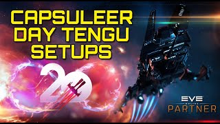 Eve Online - CAPSULEER DAY TENGU CHEAP & PIMP SETUPS + EXPLO ASTERO