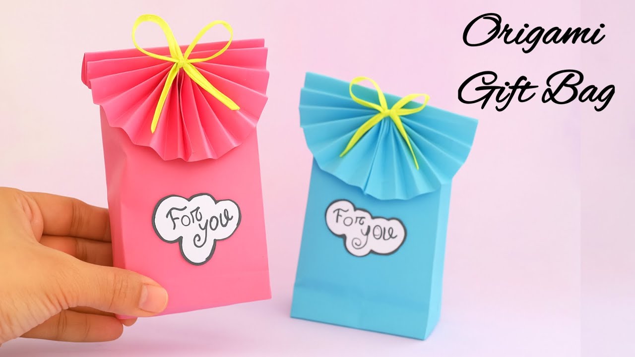 Простая подарочная коробка из бумаги оригами с бантом | Идея подарка своими руками | Пошаговое из...