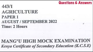 Mangu high school | agriculture paper 1 | 443/1 |  agriculture  paper 1 topical questions | screenshot 2