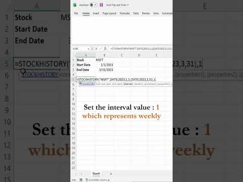 Get Stock History in Excel using STOCKHISTORY Function