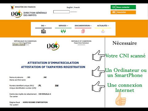 Attestation D&rsquo;immatriculation # Attestation of TaxPayers Registration,