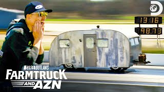 Drag Racing at 100 MPH in a Camper? | Street Outlaws: Farmtruck and AZN