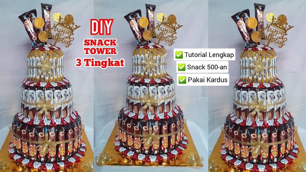 Cara Membuat Snack Tower Tiga Tingkat dengan Mudah DIY Snack Cake
