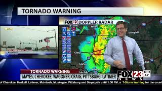 May 18,. 2019 tornado warning coverage on Fox23 3/5