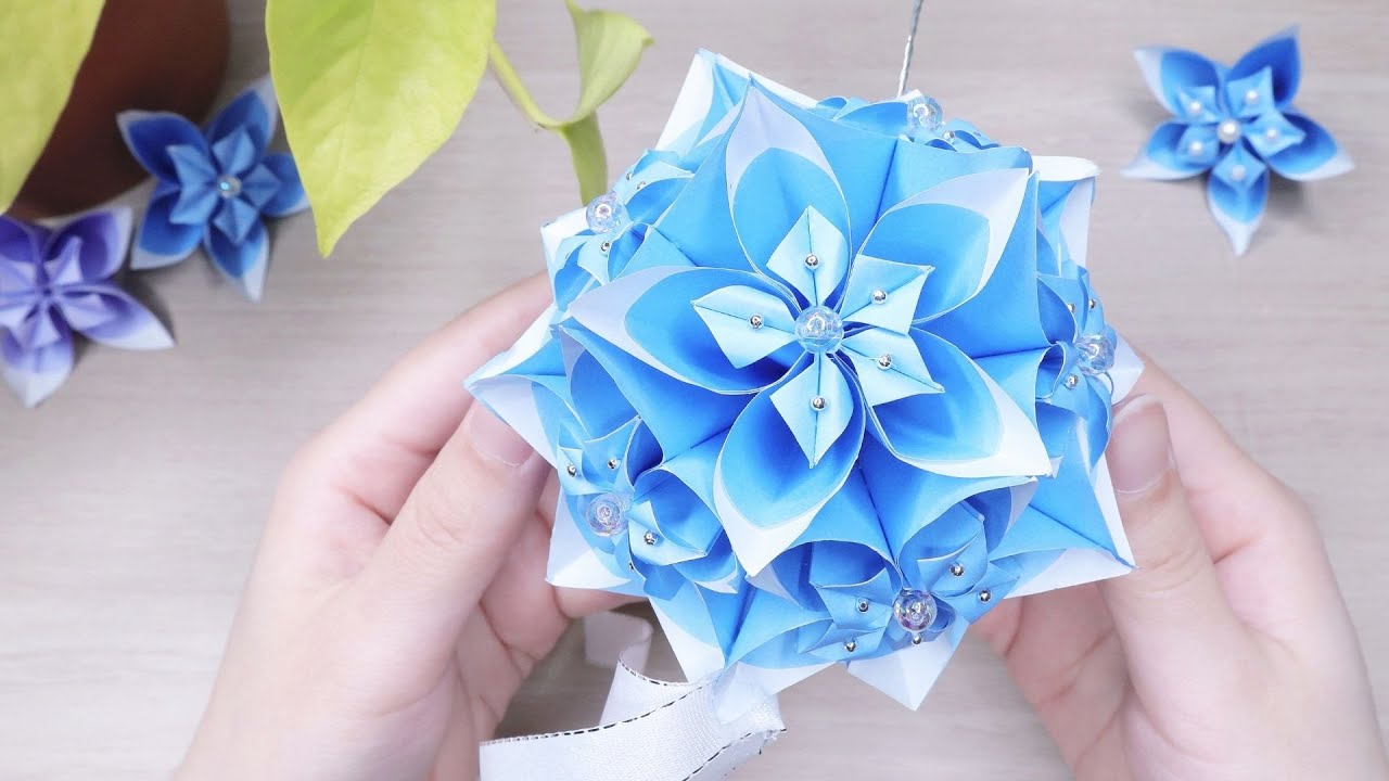 折り紙くす玉 折り紙で作るペーパーフラワーボールの簡単な作り方 花飾り How To Make Kusudama Flowers Ayawang Paper Ayawang Paper 折り紙モンスター