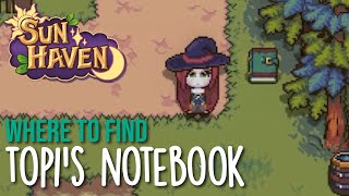Where to find Topi's Notebook in Sun Haven - Topi's Studies Quest  Walkthrough