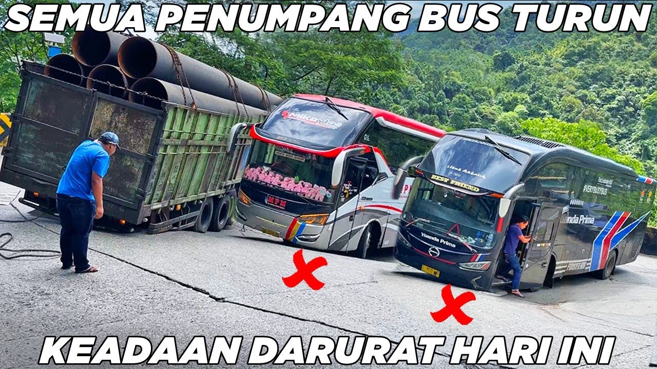 Tidak Bisa Dipaksa Bus Nyangkut, Sampai Sampai Penumpang Bus Turun di Sitinjau Lauik