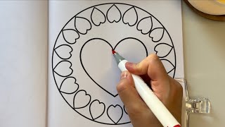 LIVE ❤️ Relaxing Heart Mandala Coloring | No Music, Marker Sounds