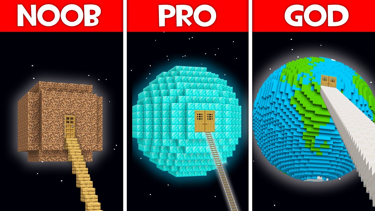 Minecraft Battle: PLANET BASE BUILD CHALLENGE - NOOB vs PRO vs HACKER vs GOD in Minecraft!