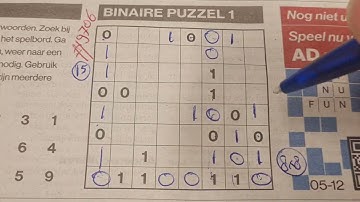 Thursday. Bonus Extra edition. (#9706) Binary01 Sudoku puzzle.  12-05-2024 Extra part 3 of 4