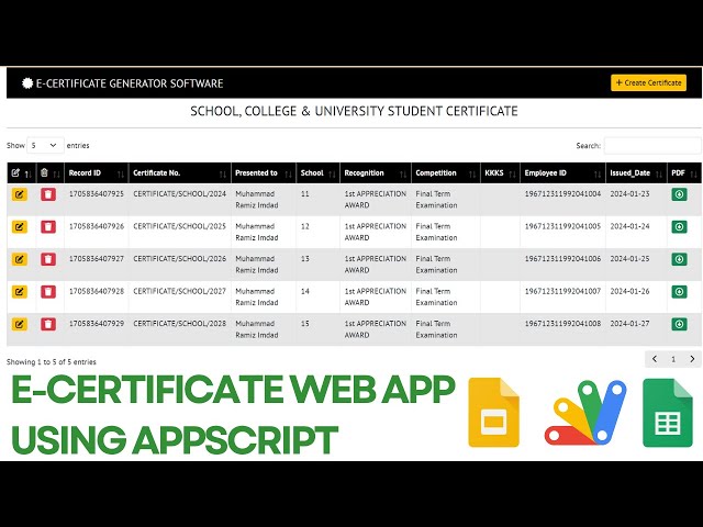 How to create e-certificates from google sheets | Login CRUD web App | R23