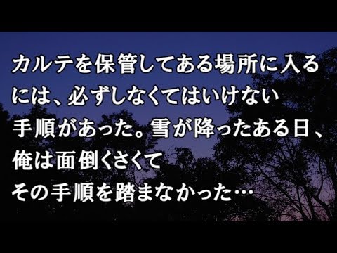 【修羅場　洒落怖】カルテを保管してある場所に入るには、必ずしなくてはいけない手順があった。雪が降ったある日、俺は面倒くさくてその手順を踏まなかった…【修羅場・洒落怖のぞき見チャンネル】