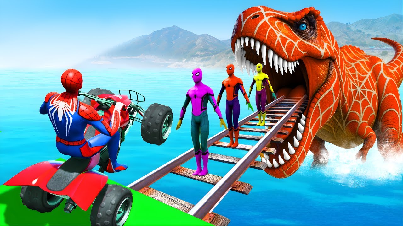 الرجل العنكبوت انقاذ باتمRAINBOW SPIDER-MAN Rescue Brainrot vs Dinosaur funny Game GTA 5 superheroes