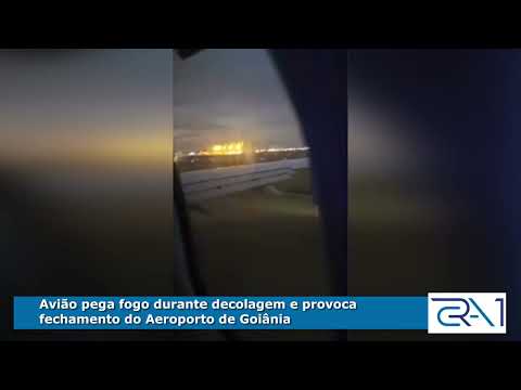 Avião pega fogo durante decolagem e provoca fechamento do Aeroporto de Goiânia