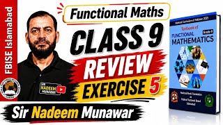 Class 9 fundamental maths Review Exercise 5  NBF Maths SSC 1 unit 5 FBISE Islamabad SSC 1 functional