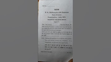 MDU B.sc. Mathematics 4th sem (Sequence and Series)July2021#shorts#shortvideo#previousyearquestions