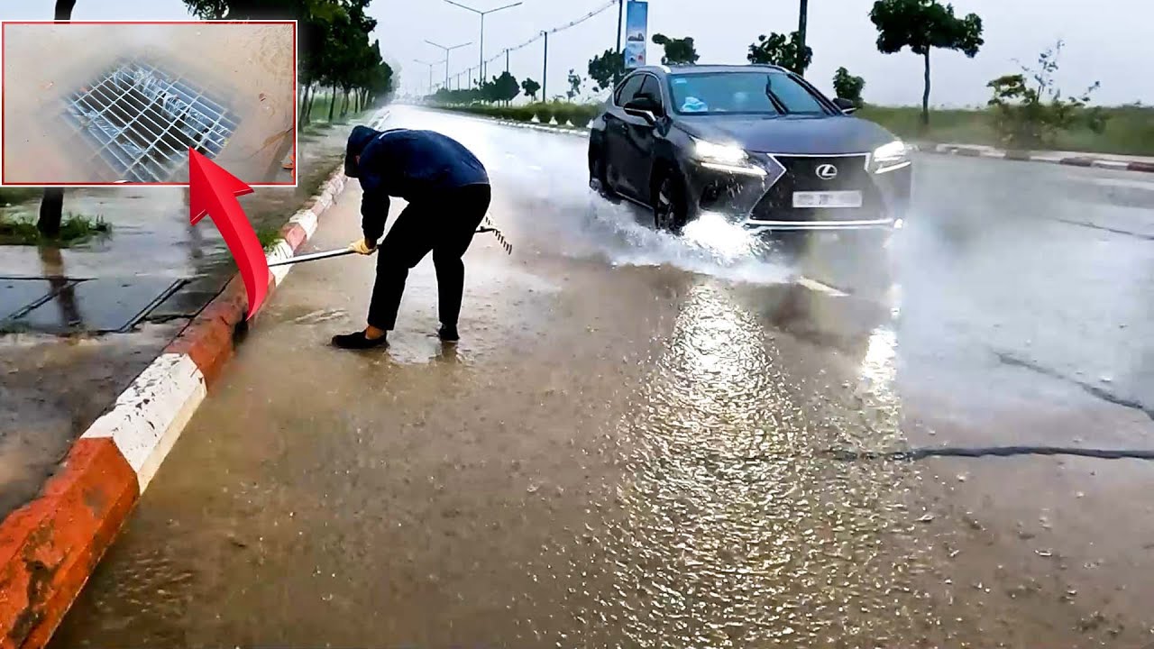 When Disaster Strikes Unclogging a Flash Flood Drain - YouTube