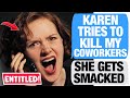r/EntitledParents - KAREN TRIES TO PULL WORKERS DOWN FROM LADDER!