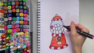 Bum Ball Machine Drawing and Colouring Easy for Kids