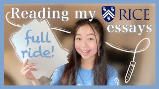 How I got a FULL RIDE to Rice University | Revealing my accepted essays class of 2025 | Essay tips