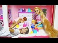 Barbie Rapunzel Family Morning Routine Twin Babies
