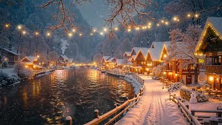 Relaxing Jazz Music For Winter Nights In A Snowy Village Warm Lights, Peaceful Scenery & Snowfall