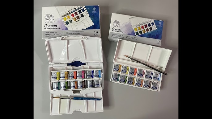 Winsor & Newton Cotman Watercolor Paint Set, Palette Pocket Set, 12 Half  Pans w/ Brush