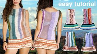 Crochet Mini Dress Tutorial + Blocking | EASY Scrap Yarn Project