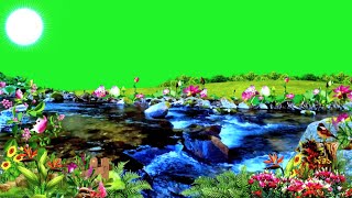 River green screen | Green screen nature background  | waterfall green screen | flower green screen