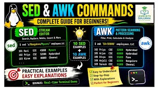 SED & AWK Commands Tutorial (Beginner to Advanced)💪🏻