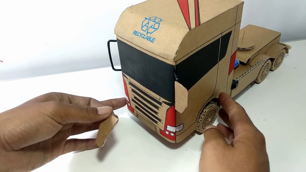 Cara membuat mobil mainan dari kardus Miniatur truk 