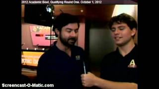 Arizona State University Academic Bowl 2012 Interview - Zak Kovach